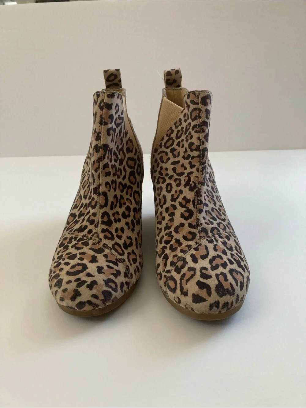 Toms Kelsey Leopard Print Wedge Ankle Booties